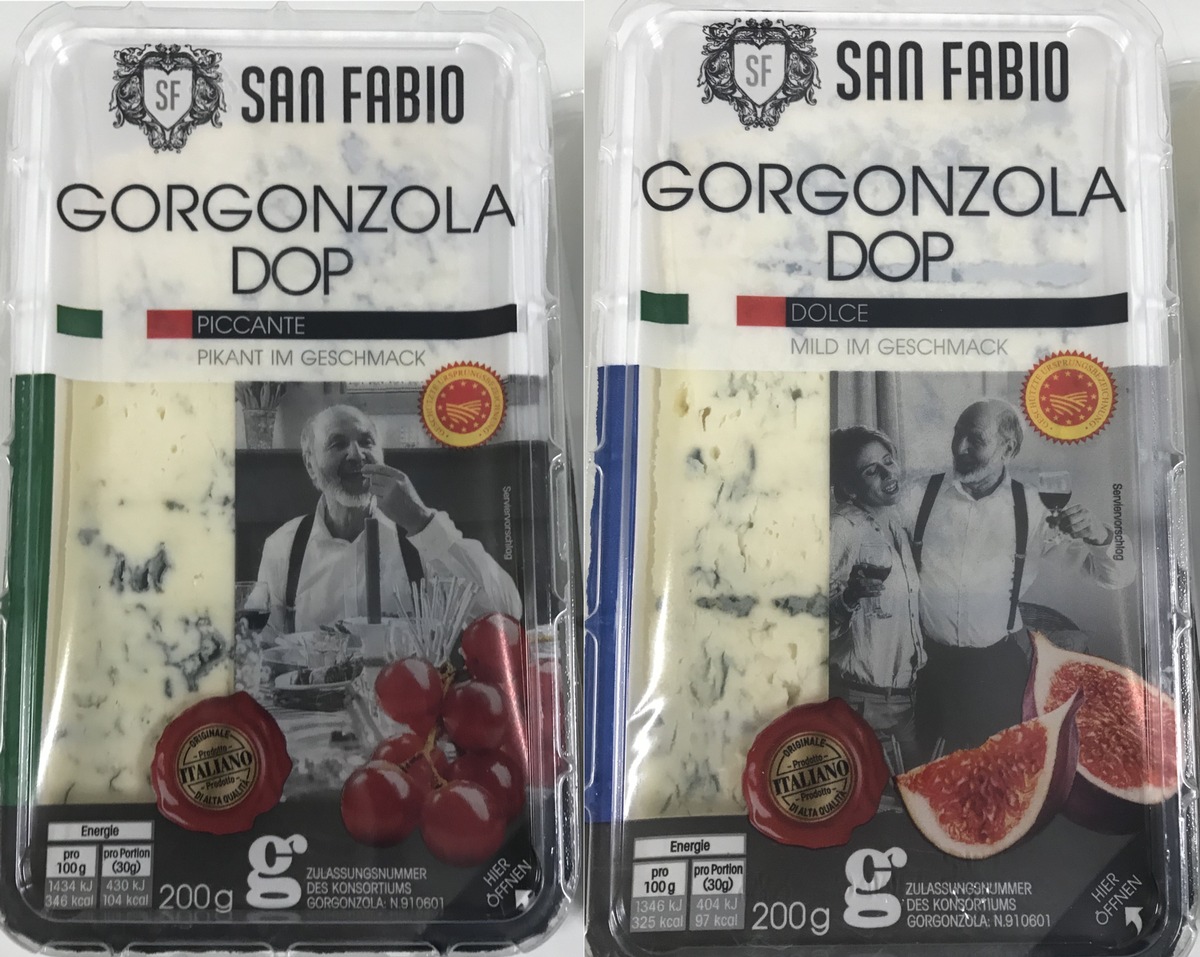 Produktrückruf SAN FABIO GORGONZOLA DOLCE DOP 200g und SAN FABIO GORGONZOLA PICCANTE DOP 200g