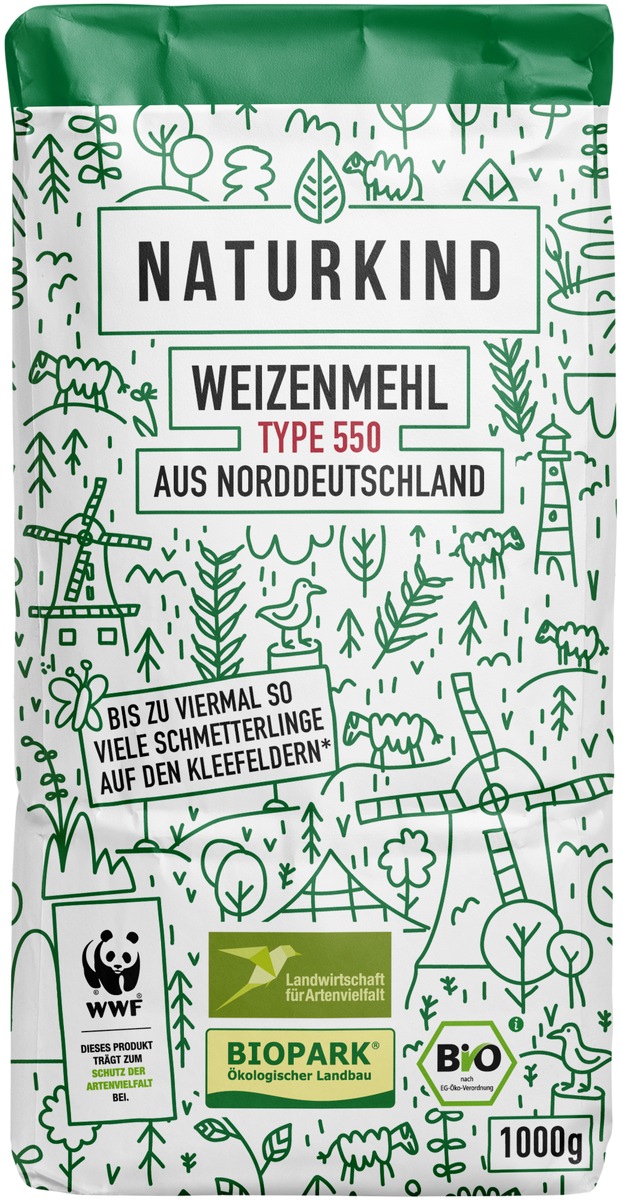 Neu &amp; nachhaltig: Mit NATURKIND Weizenmehl im Regal unterstützt Netto das Programm „Landwirtschaft für Artenvielfalt“