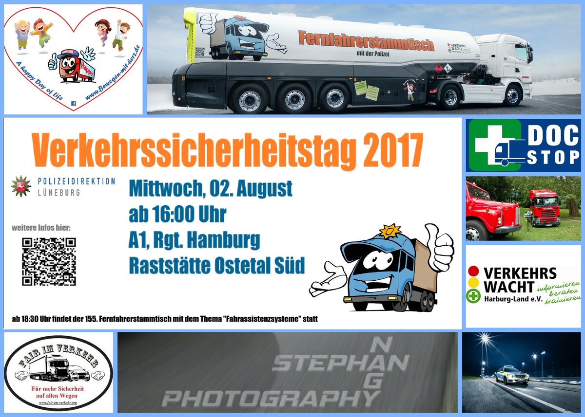 POL-WL: 155. Fernfahrerstammtisch der Polizeidirektion Lüneburg, Verkehrssicherheitstag 2017