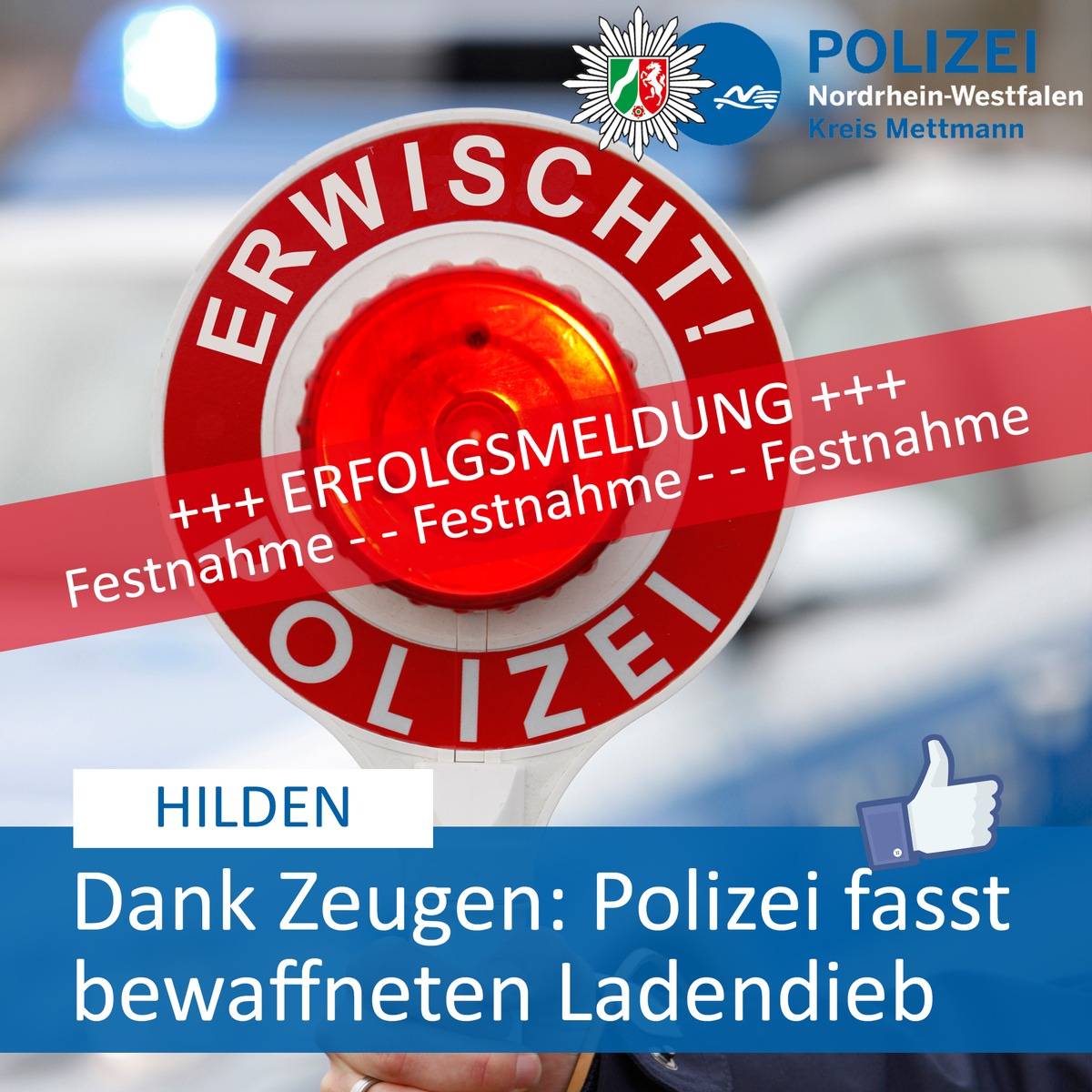 POL-ME: Dank aufmerksamer Zeugen: Polizei fasst Ladendieb - Hilden - 2002185