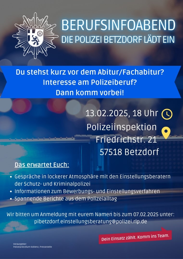 POL-PDNR: Berufsinfoabend bei der Polizei Betzdorf