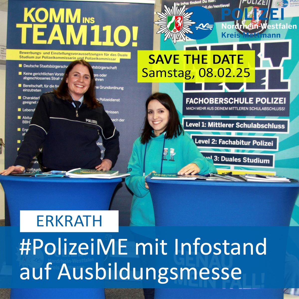 POL-ME: Terminankündigung: Die Polizei stellt sich auf Ausbildungsmesse vor - Erkrath - 2501105