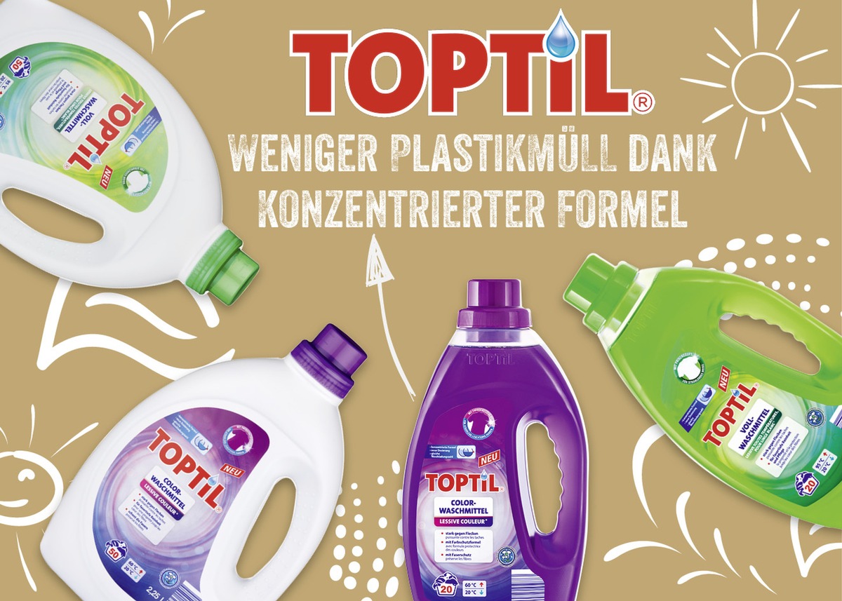 NORMA entlastet mit kleineren Verpackungen die Umwelt / TOPTIL-Waschmittel jetzt mit konzentrierter Reinigungsformel und weniger Verpackungsmüll (FOTO)