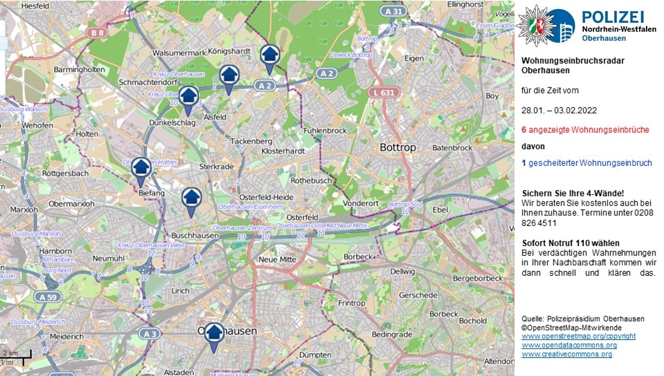 POL-OB: Wohnungseinbruchsradar - Achtung im Erdgeschoss und rückwärtigen Gebäudeteilen