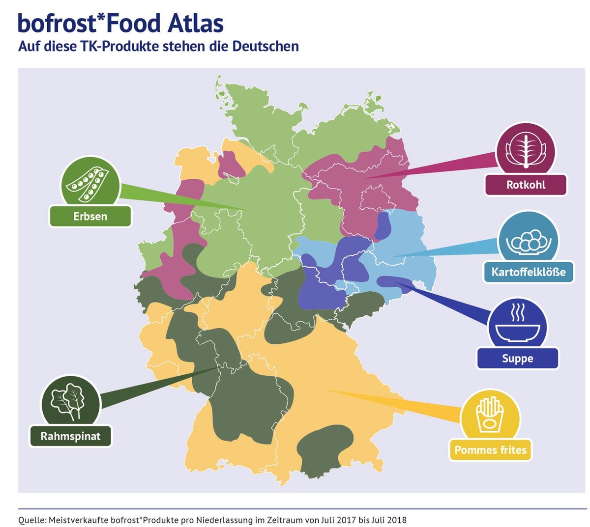 Blick in die Tiefkühltruhen der Deutschen / bofrost*Food-Atlas zeigt kulinarische Unterschiede auf