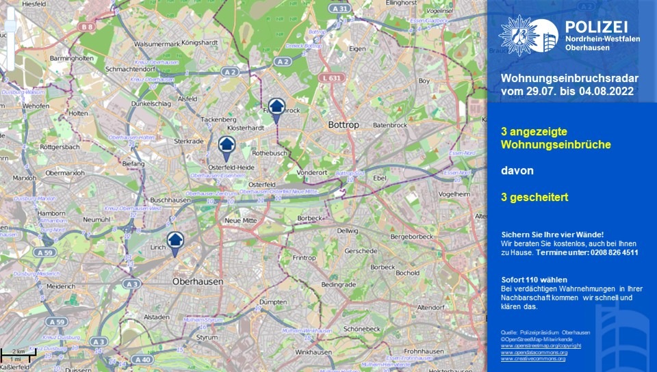 POL-OB: Wohnungseinbruchsradar für Oberhausen - Auch Wohnungseinbrecher wünschen Ihnen einen schönen Urlaub