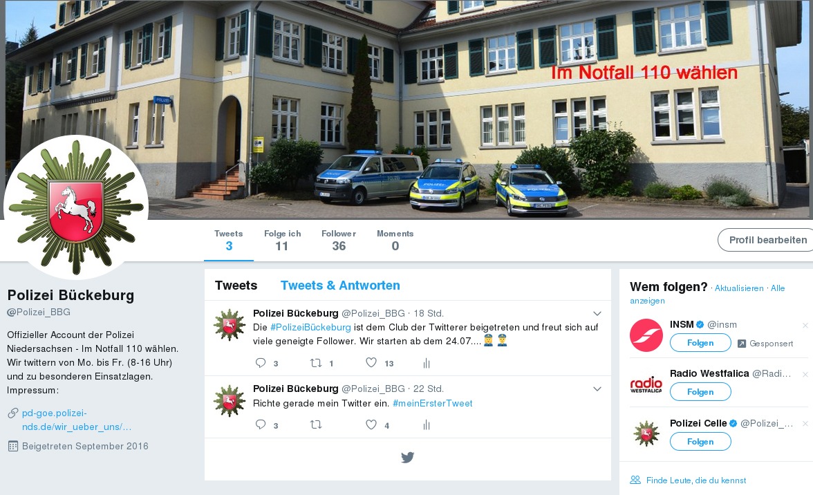 POL-NI: Polizeikommissariat Bückeburg twittert