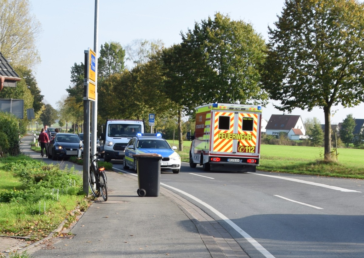 POL-HF: Verkehrsunfall mit Personenschaden - 
Pedelecfahrer fährt gegen Mülltonne