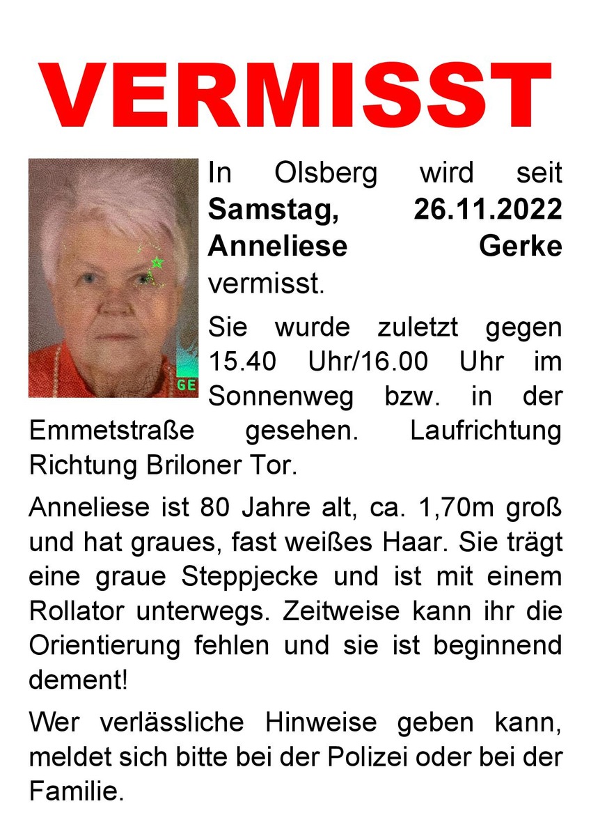 FF Olsberg: Vermisstensuche in Olsberg