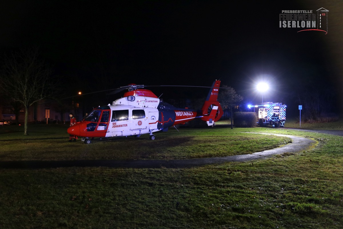 FW-MK: Person angefahren - Rettungshubschraubereinsatz