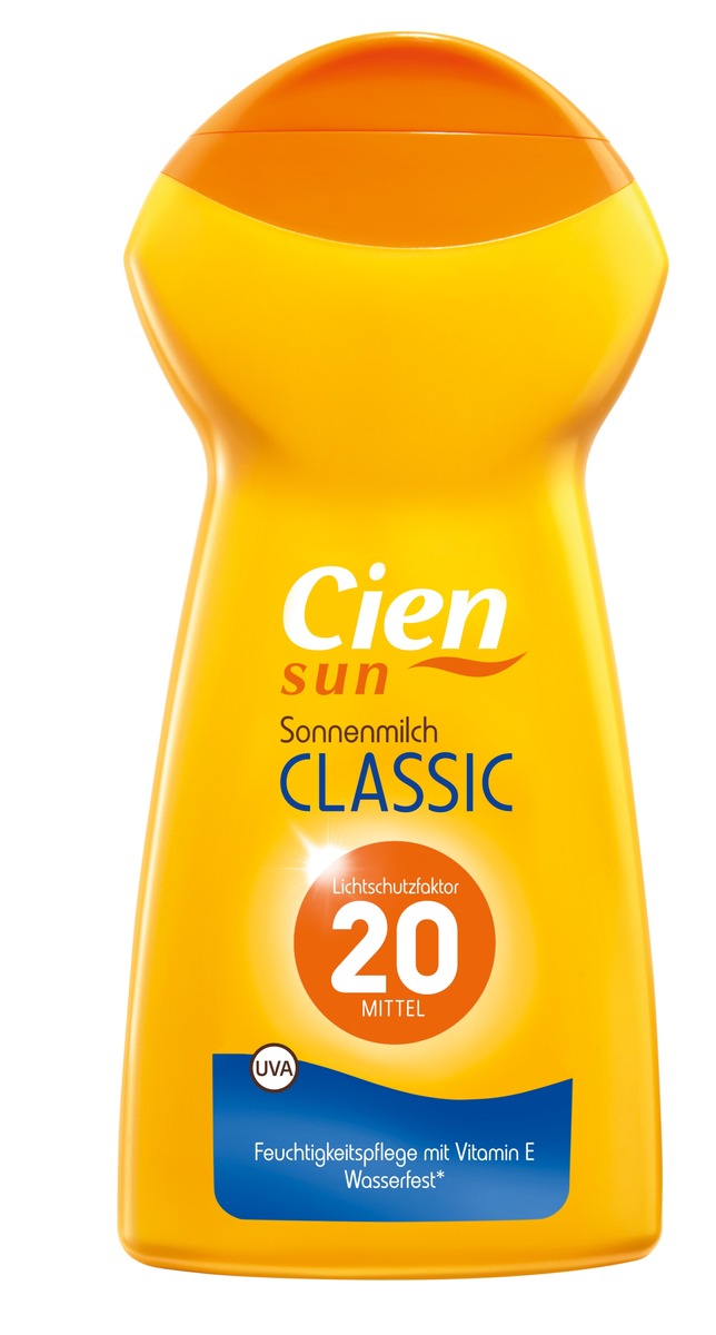 &quot;Cien Sun Sonnenmilch Classic&quot; von Lidl erneut Testsieger bei Stiftung Warentest / Die Sonnenmilch der Lidl-Eigenmarke &quot;Cien Sun&quot; ist mit der Note &quot;Sehr gut&quot; zum zweiten Mal in Folge auf dem 1. Platz (FOTO)