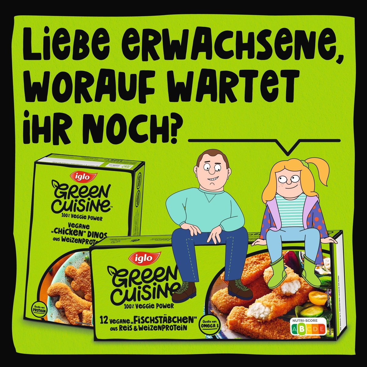 iglo thematisiert die Generationendebatte am Esstisch: Die Zukunft is(s)t pflanzlich / Vegane Submarke &quot;GREEN CUISINE&quot; mit neuem, modernen Markenauftritt zur Ernährungswende