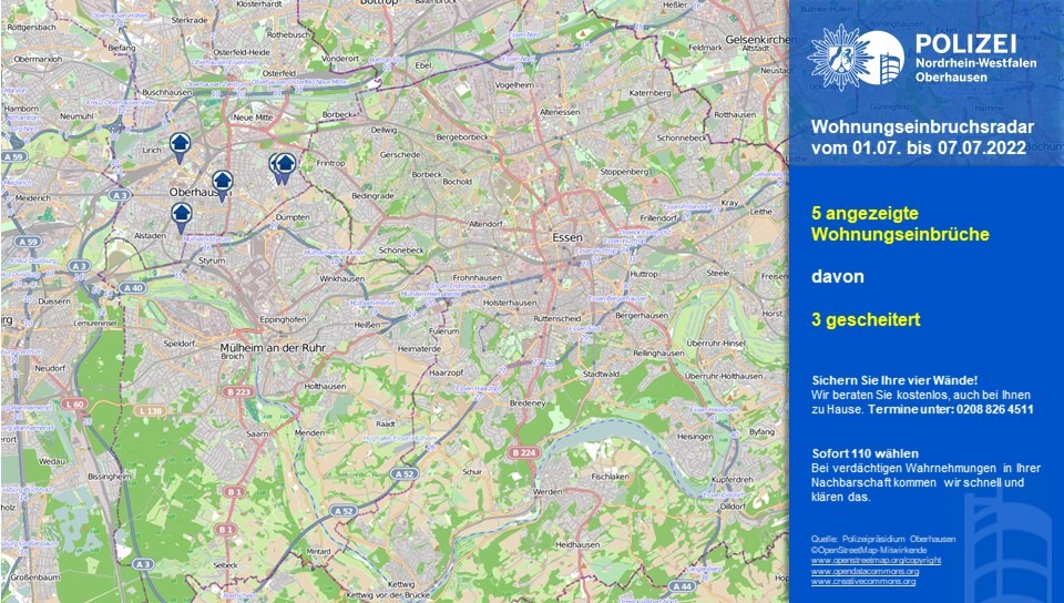 POL-OB: Aktueller Wohnungseinbruchsradar für Oberhausen