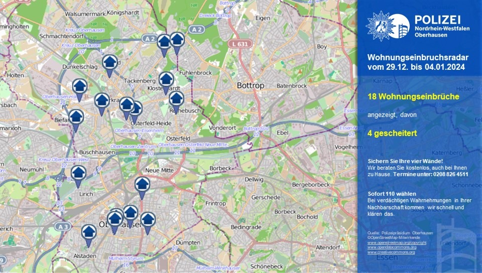 POL-OB: Wohnungseinbruchsradar für Oberhausen - Dunkle Gestalten sind unterwegs