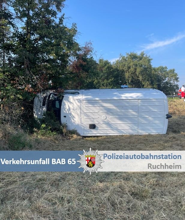 POL-PDNW: Polizeiautobahnstation Ruchheim: Sekundenschlaf und Einfluss von THC führt zu Verkehrsunfall auf der BAB 65