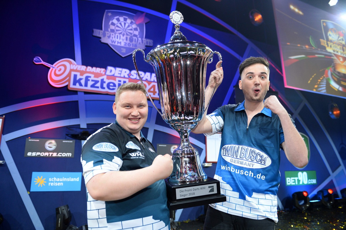 Game on! Außenseiterpaar Marcel Scorpion und Martin Schindler schlägt die Darts-Elite und wird Weltmeister bei der &quot;Promi-Darts-WM 2018&quot;