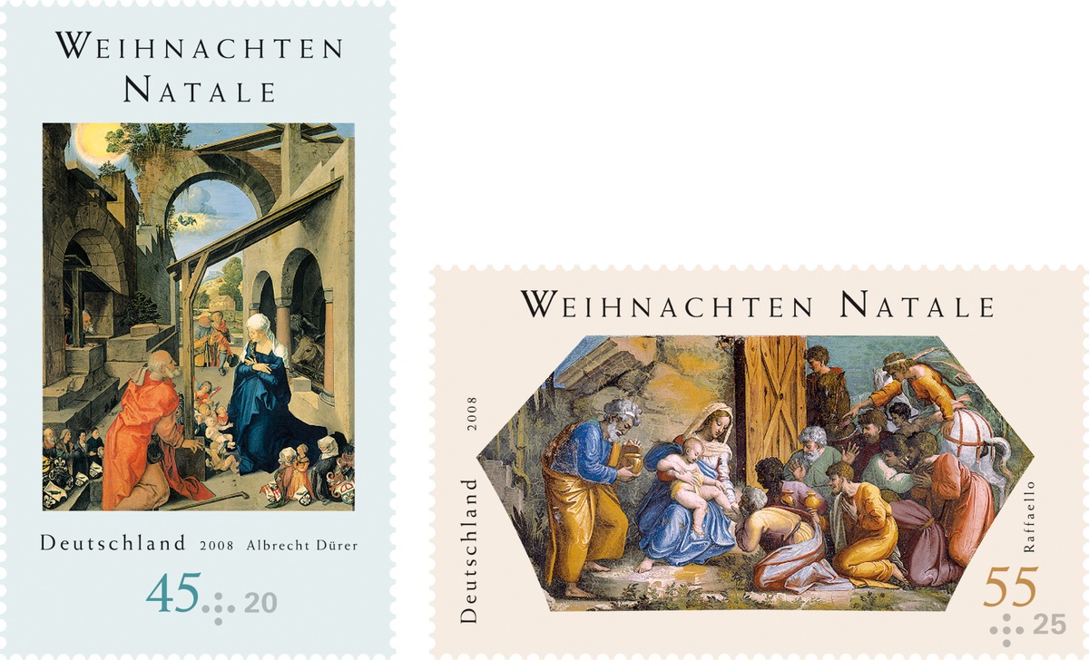 Renaissance der Weihnachtspost / Dürer und Raffaello auf neuen Weihnachtsmarken