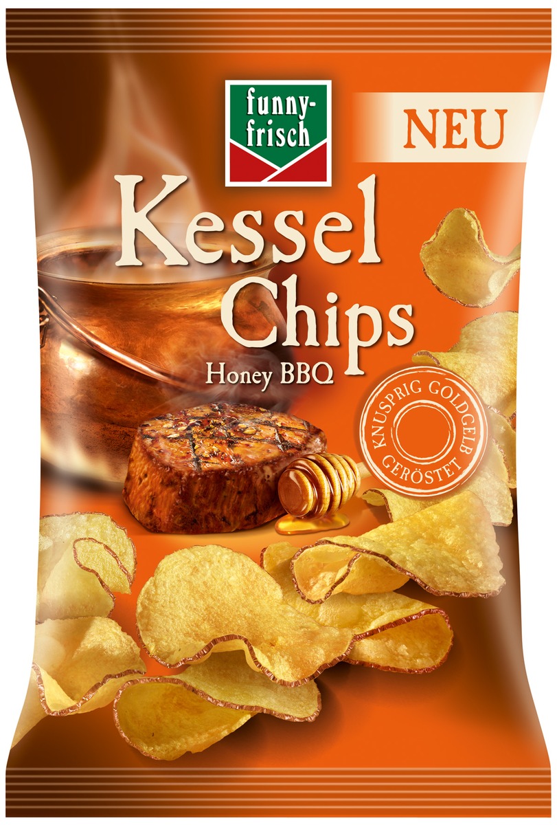 Die würzige Neuheit mit dem extra krossen Biss:  funny-frisch Kessel Chips Honey BBQ (FOTO)