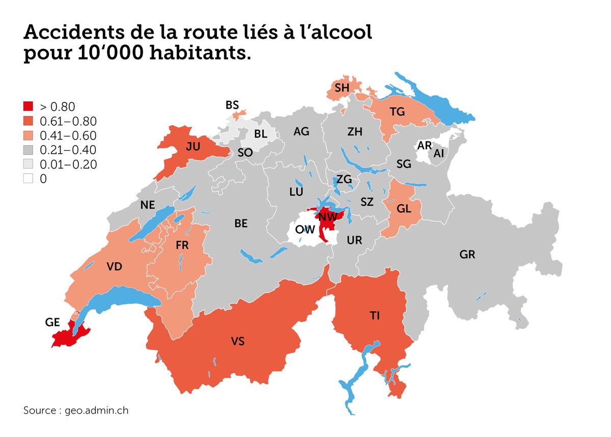 L&#039;alcool cause plus d&#039;accidents graves sur les routes genevoises que valaisannes