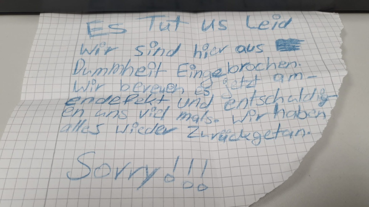 POL-COE: Nottuln, Dülmener Straße/ Nachtragsmeldung zu Einbruch in Verkaufshäuschen/ Täter bringen Beute zurück und entschuldigen sich.