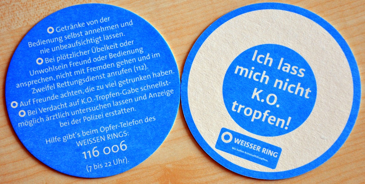 POL-WL: &quot;Ich lass mich nicht K.O. tropfen!&quot; - Gemeinsame Aktion von Polizeiinspektion Harburg und Weißer Ring e.V. zur Prävention von sexueller Gewalt, Körperverletzungs- und Eigentumsdelikten