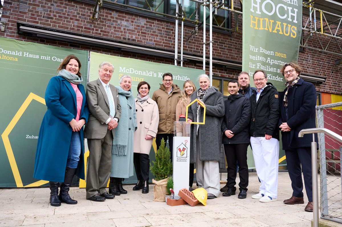 Baustart: Eine weitere Etage im Ronald McDonald Haus mit Oase Hamburg-Altona entsteht auf dem Gelände des Altonaer Kinderkrankenhauses