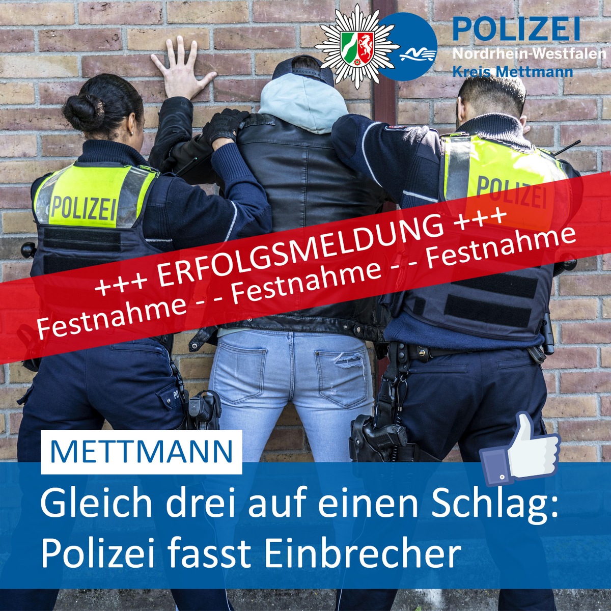 POL-ME: Erfolgreicher Polizeieinsatz: Einbrecher-Trio auf frischer Tat festgenommen - Mettmann - 2303069