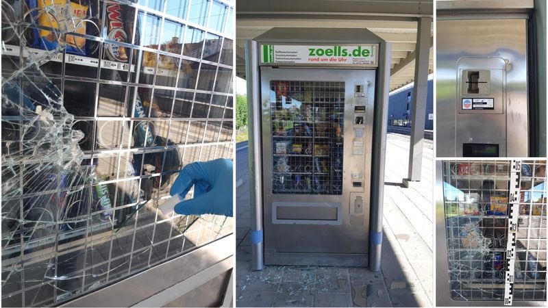 Bundespolizeidirektion München: Snackautomat beschädigt: Glasfront