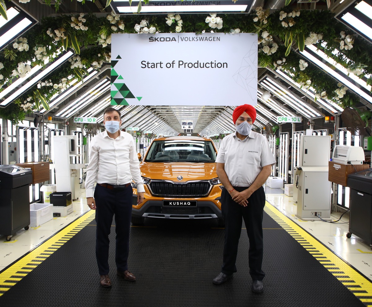 ŠKODA AUTO Volkswagen India Private Limited startet Serienproduktion des neuen SUV-Modells KUSHAQ