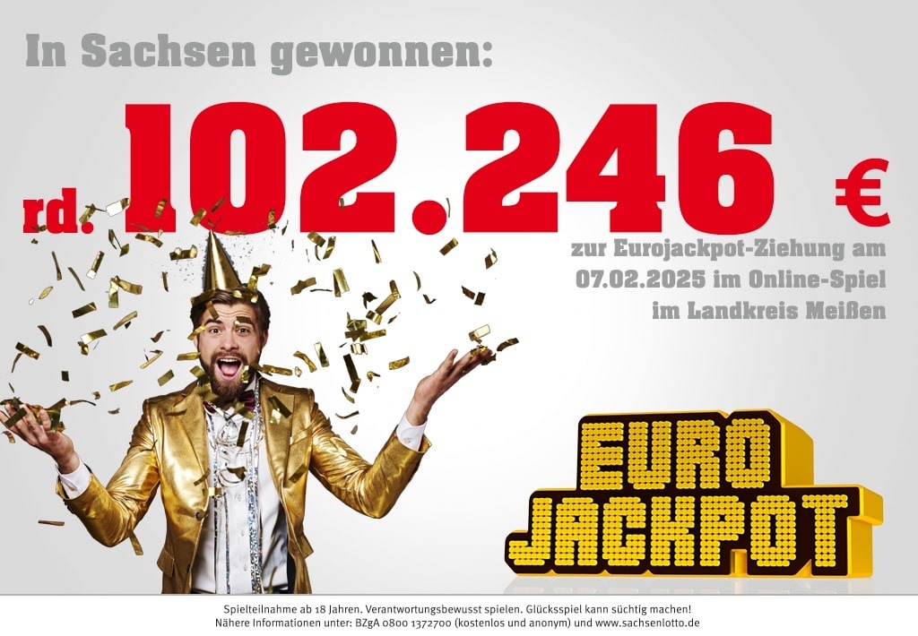 Eurojackpot-Tipper aus dem Landkreis Meißen gewinnt 102.246 Euro