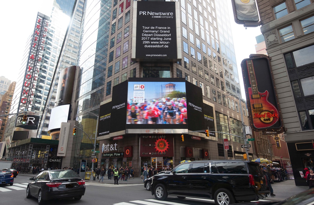 Grand Départ Düsseldorf 2017 am New Yorker Times Square / Werbung für den Start der Tour de France