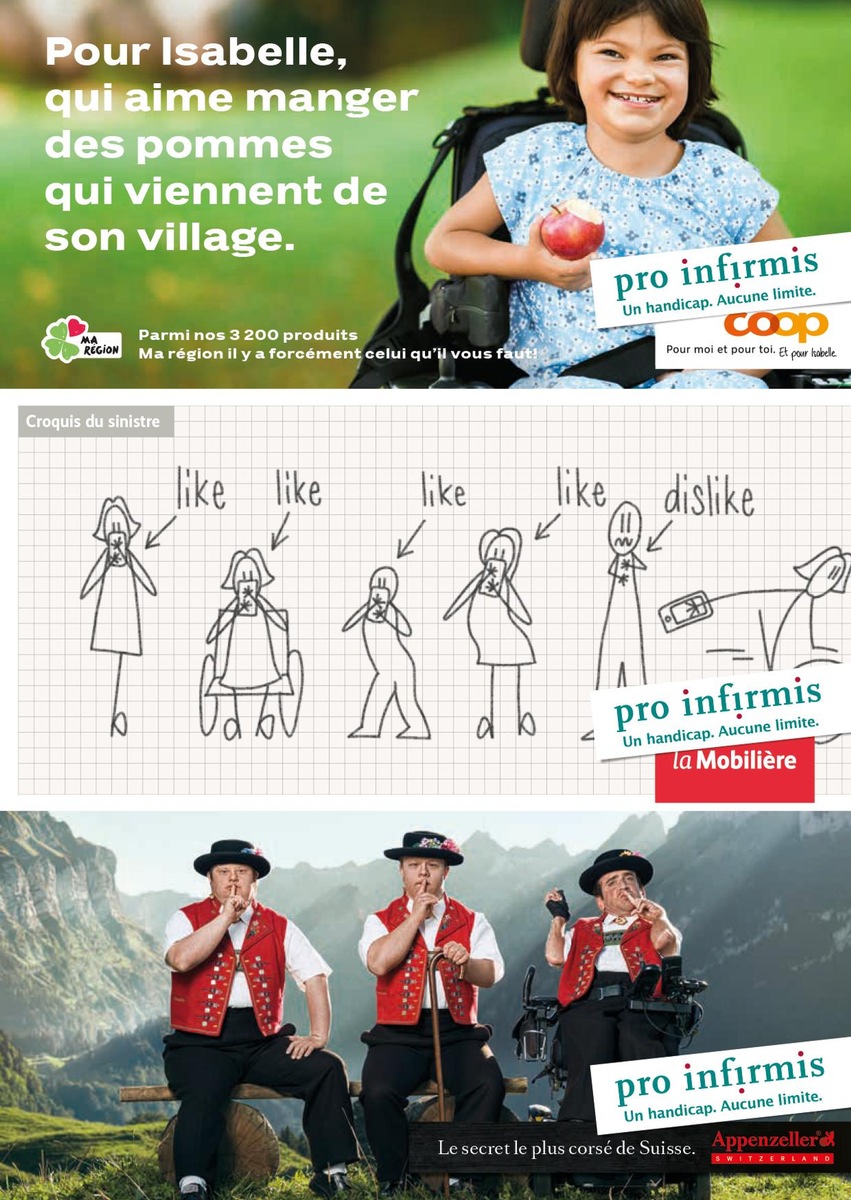 Campagne de Pro Infirmis 2019 - Pro Infirmis inclut les personnes en situation de handicap dans la publicité