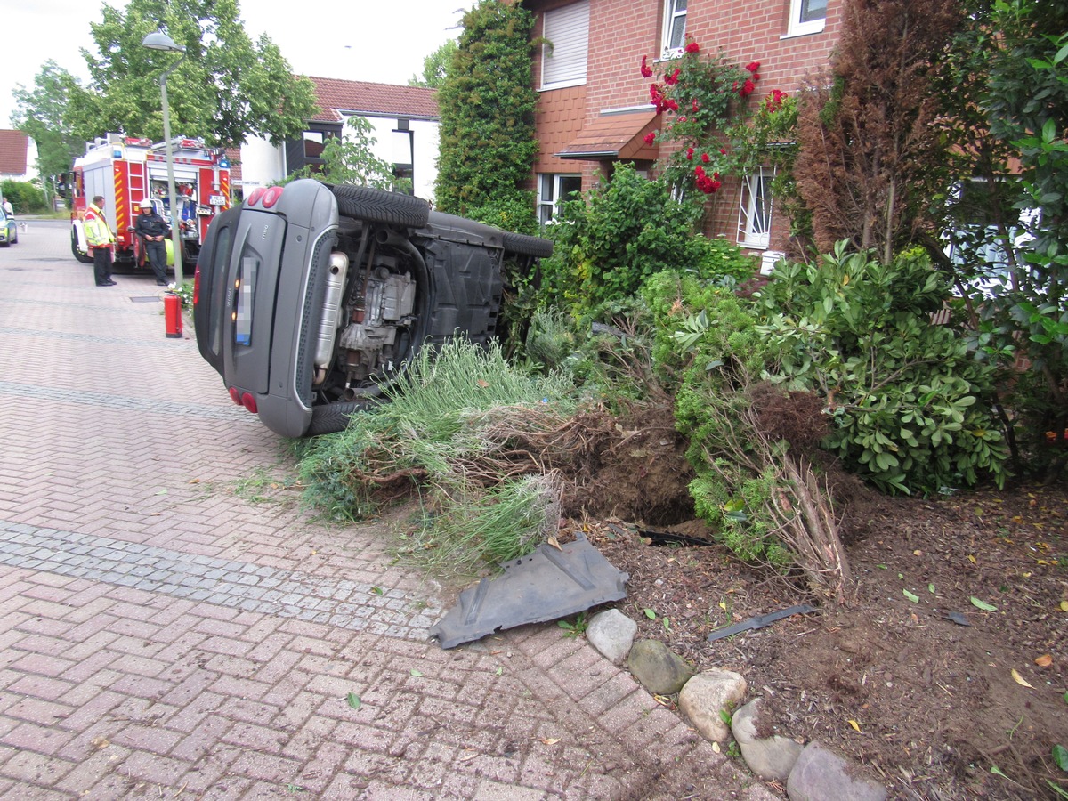 POL-ME: Kontrolle über Smart verloren - Auto landet in Vorgarten - Erkrath - 1906050