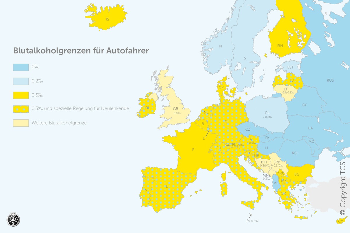 Vorsicht bei Alkohol am Steuer: Andere Promillegrenzen im Ausland (BILD)