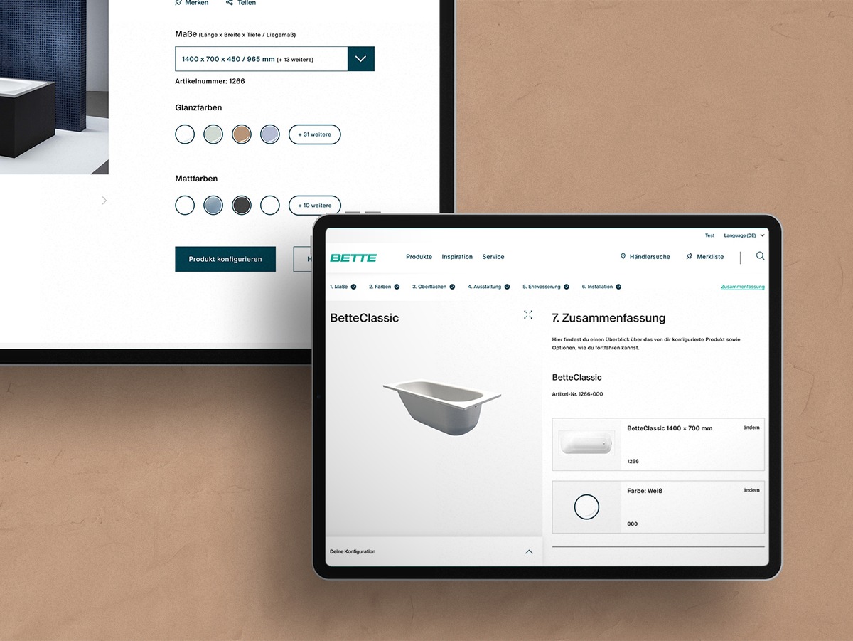 [MEDIEN-INFORMATION] Mit dem Bette Produktkonfigurator sicher planen