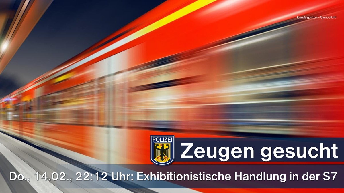 Bundespolizeidirektion München: Zeugenaufruf zu exhibitionistischer Handlung in einer S7: Unbekannter manipulierte vor Reisenden an seinem Geschlechtsteil - Zeugen gesucht