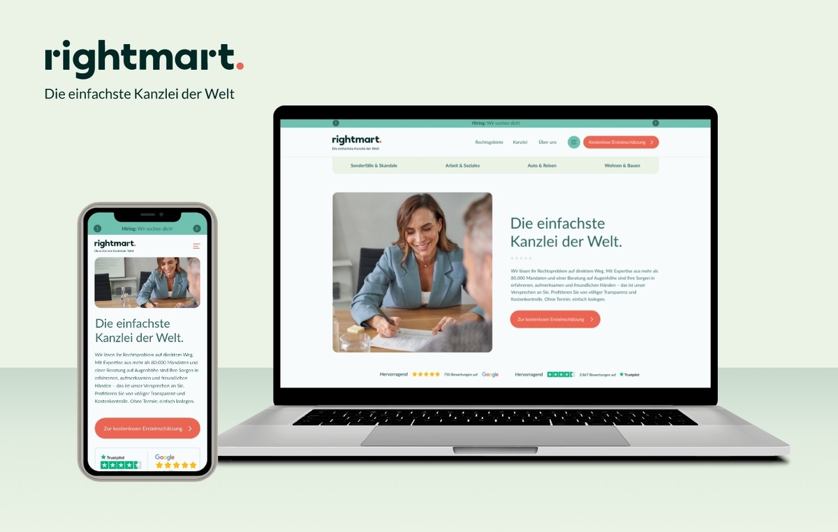 Neuer Look, neuer Claim, alter Name: Legal Tech-Kanzlei rightmart relauncht Marke