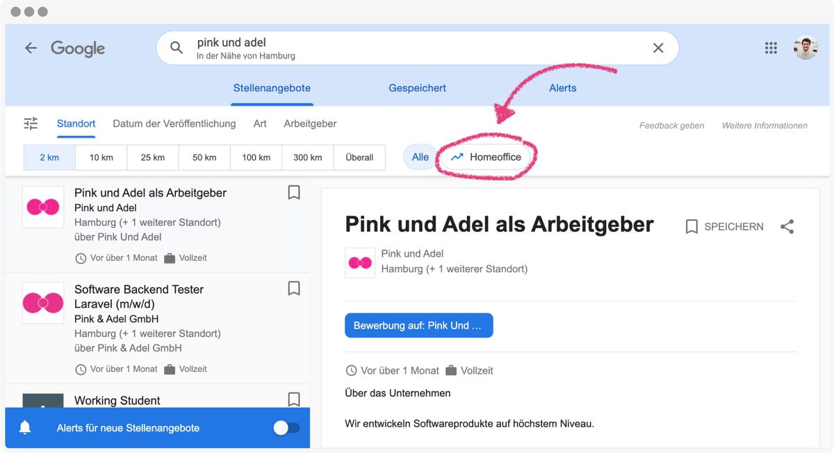 Google for Jobs: Jobs von Zuhause für Zuhause finden