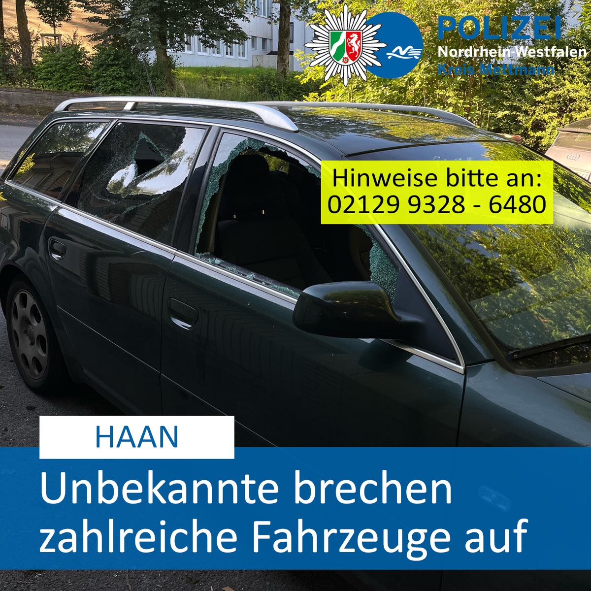 POL-ME: Mehrere aufgebrochene Autos - die Polizei ermittelt und bittet um Hinweise - Haan - 2407034