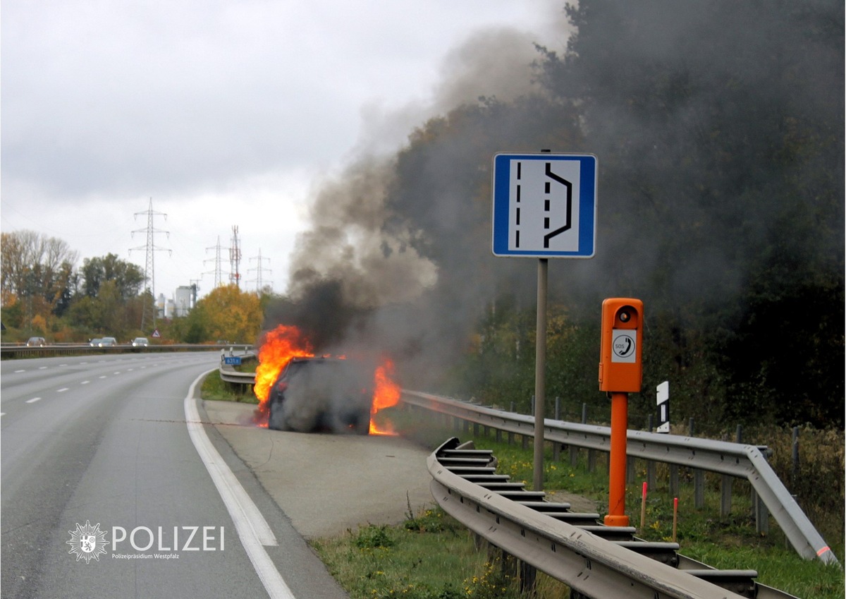 POL-PPWP: Fahrzeugbrand führt zu Vollsperrung