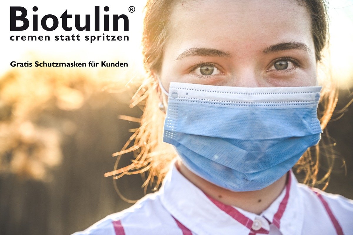 Gratis Schutzmasken für Kunden / Kosmetikunternehmen Biotulin verschenkt Schutzmasken