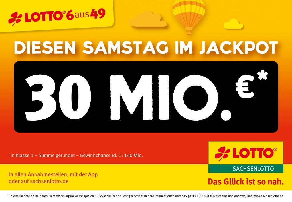 Mit dem LOTTO-Jackpot weiter träumen: 30 Millionen Euro erwartet