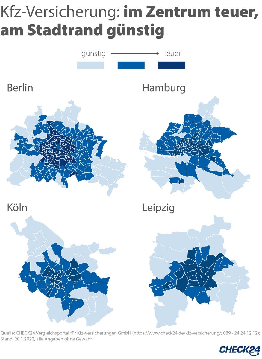 Kfz-Versicherungsbeiträge variieren innerhalb der gleichen Stadt um bis zu 16 Prozent