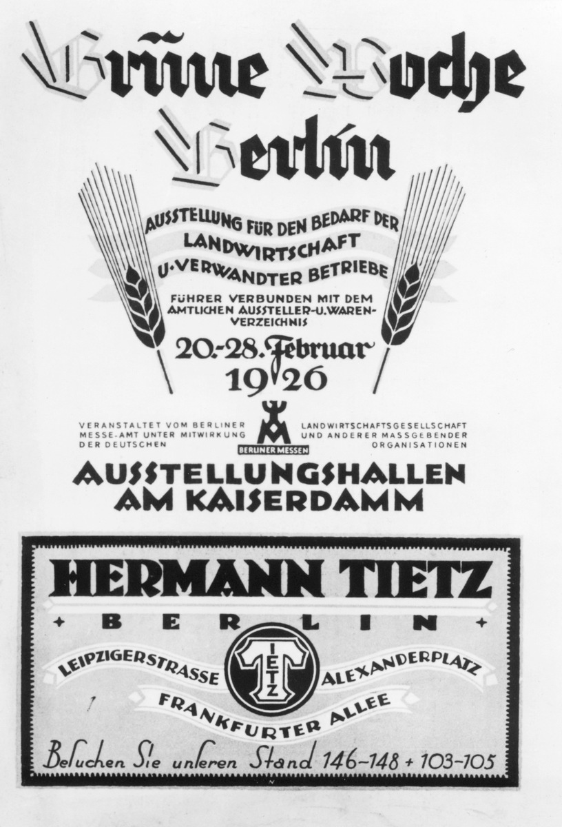 90 Jahre Grüne Woche: Von einer lokalen Warenbörse zur Weltleitmesse / Rund 85.000 Aussteller und 32 Millionen Besucher seit 1926.