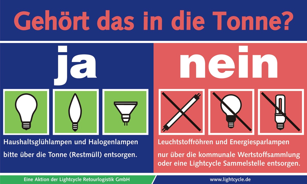 Verboten - aber die wenigsten wissen es: Energiesparlampen gehören nicht in die graue Tonne