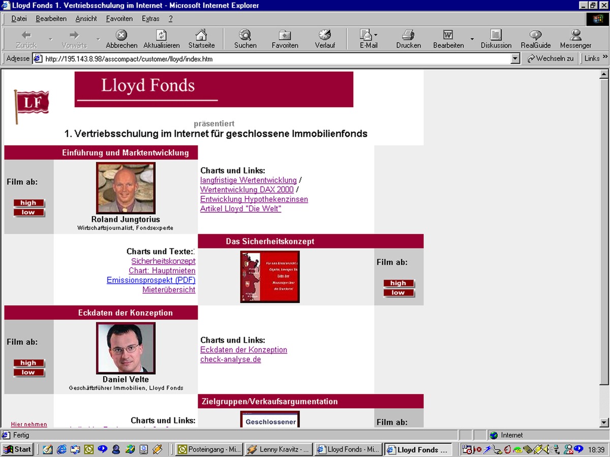 Lloyd Fonds bietet die erste Multimedia-Internet Schulung für Immobilienfonds an