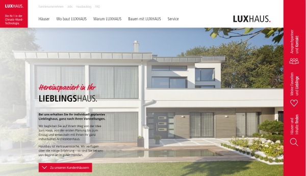 Presseinfo: Lieblingshäuser, Preisbeispiele, Service - neue LUXHAUS Website.