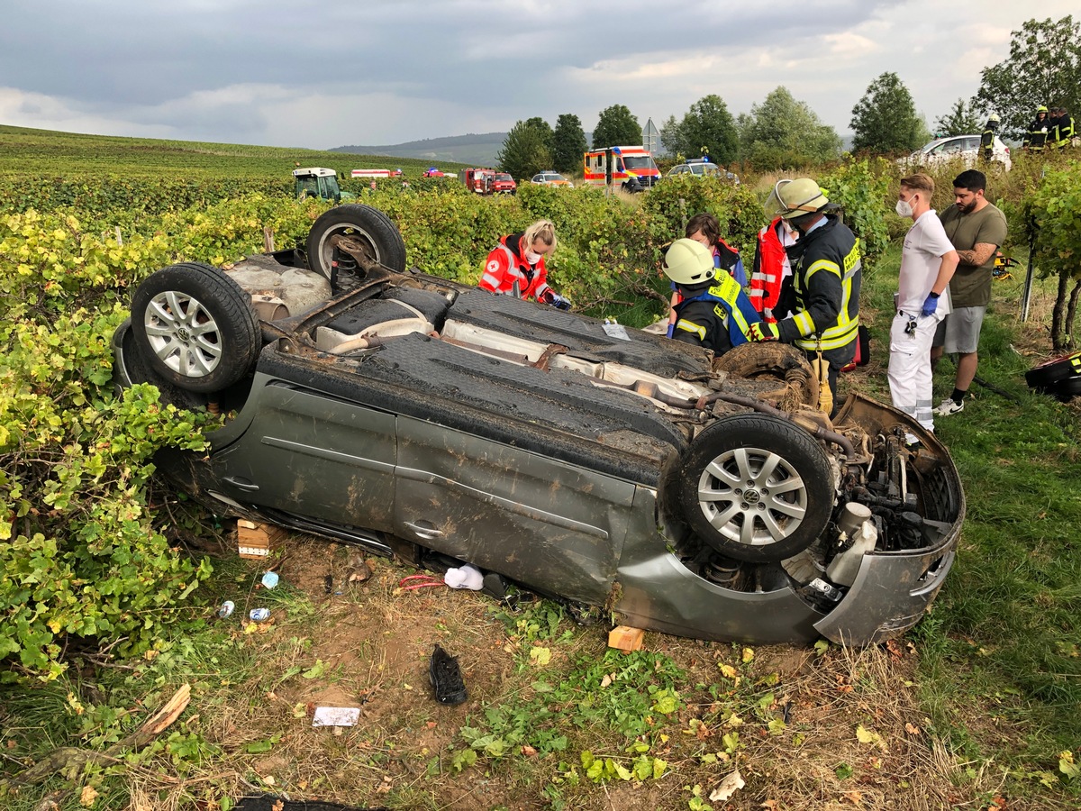 POL-PDKH: PKW-Fahrer landet in Weinbergen