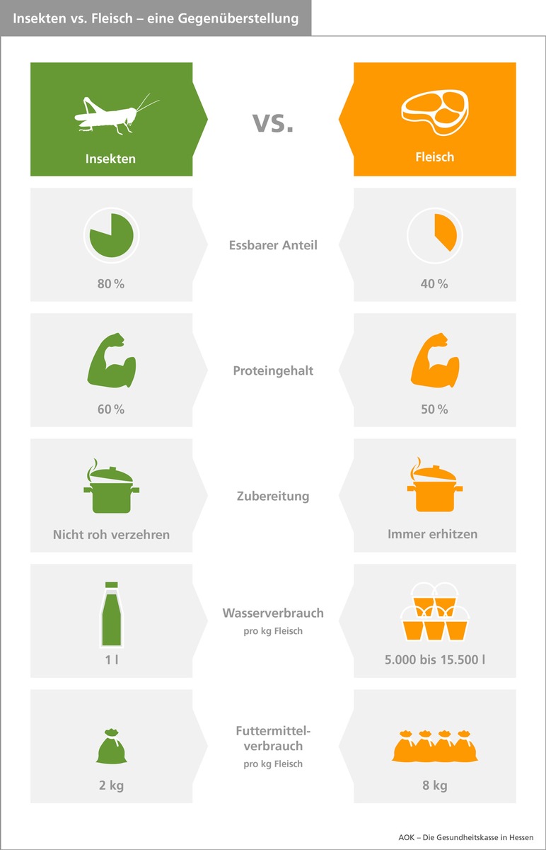 PM AOK Hessen: Ernährung der Zukunft: Insekten als Fleischalternative?