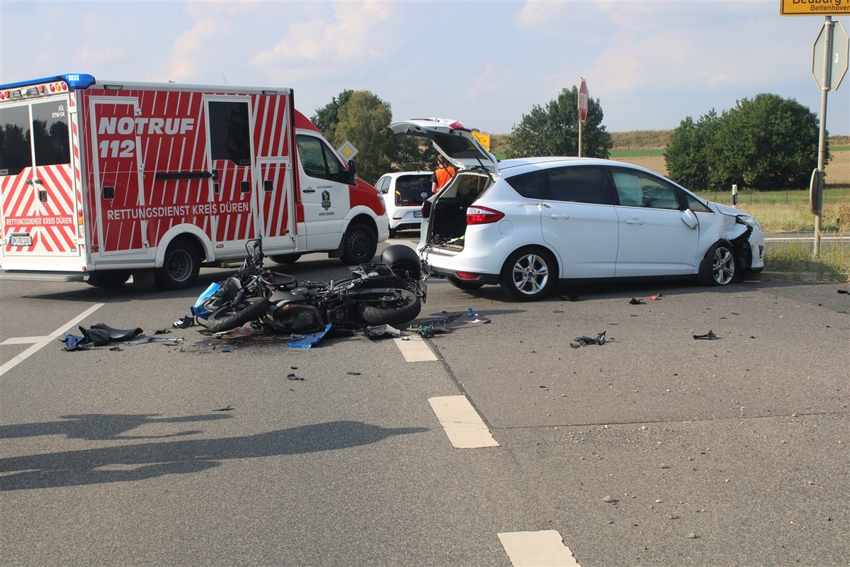 POL-DN: Kradfahrer übersehen